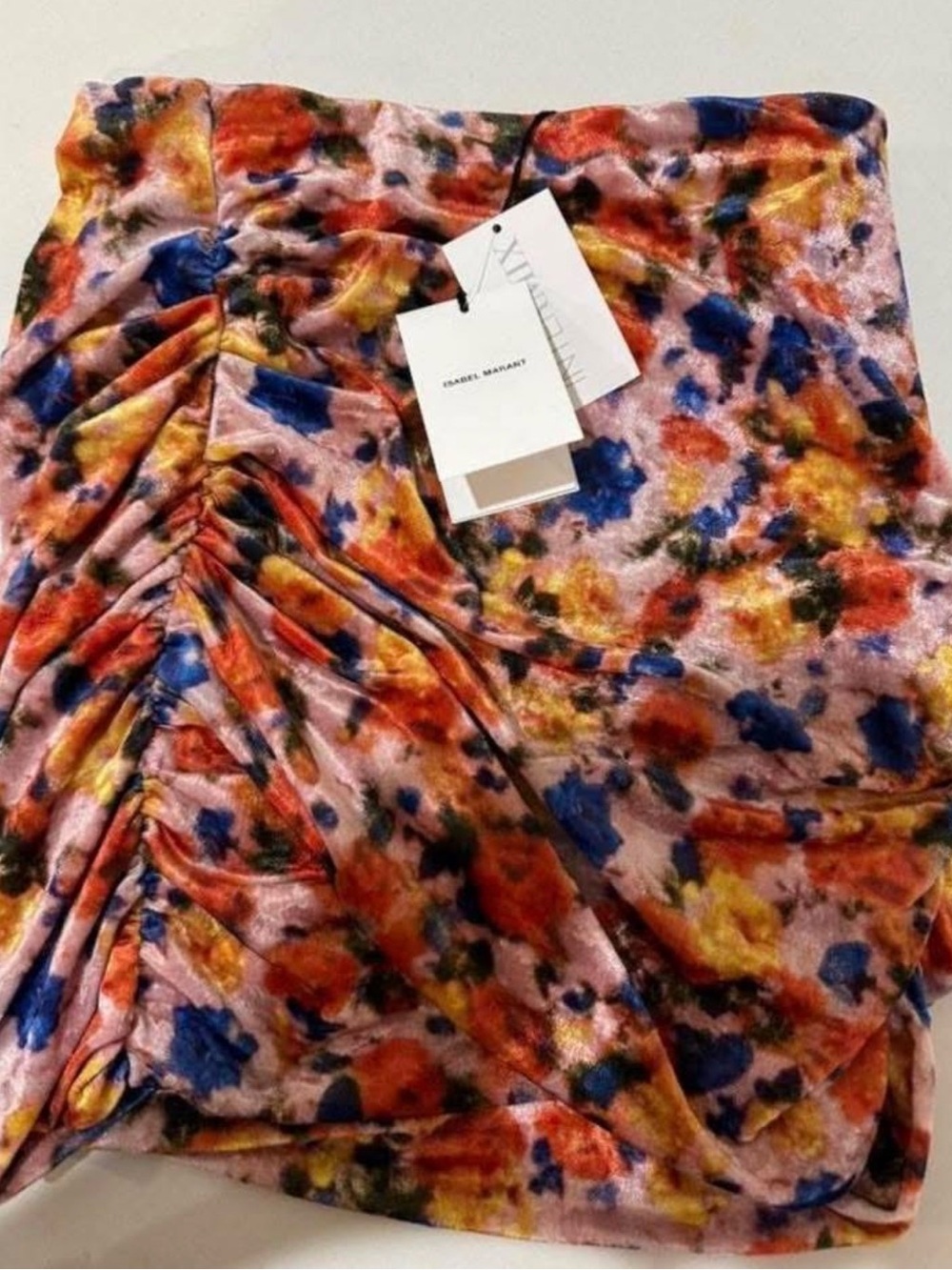 Isabel Marant Multicolor Floral Velvet Ruched Skirt